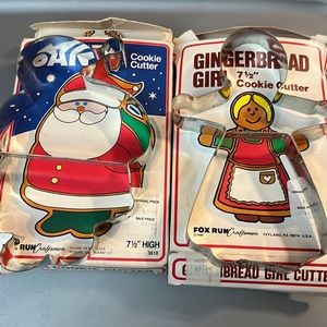 Vintage 1985 Fox Run Craftsmen Stainless Cookie Cutters Gingerbread Santa NIB